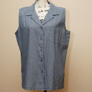 Big Dogs Women's Chambray Shirt Sleeveless Size XL